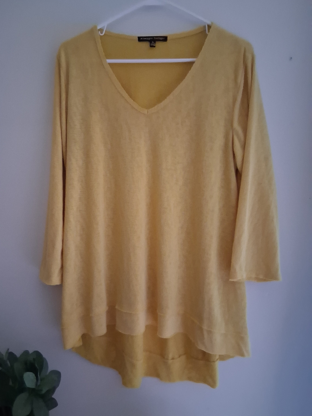 Women's Yellow V-Neck Layered Tunic Top